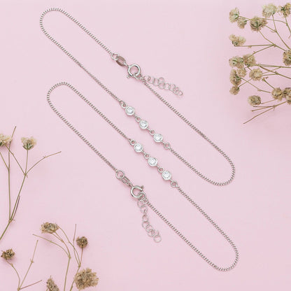Triple CZ 925 Sterling Silver Chain Anklets