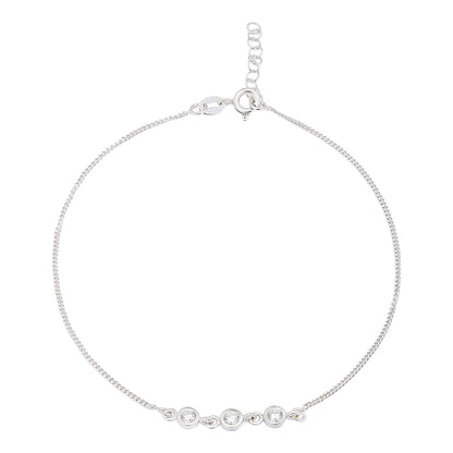 Triple CZ 925 Sterling Silver Chain Anklets
