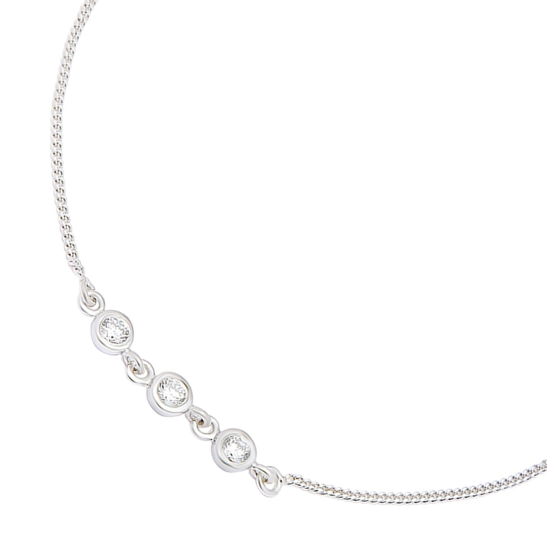 Triple CZ 925 Sterling Silver Chain Anklets