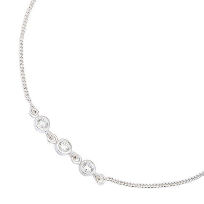 Triple CZ 925 Sterling Silver Chain Anklets