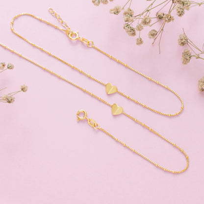 Golden Heartstrings Gold Plated 925 Sterling Silver Chain Anklet