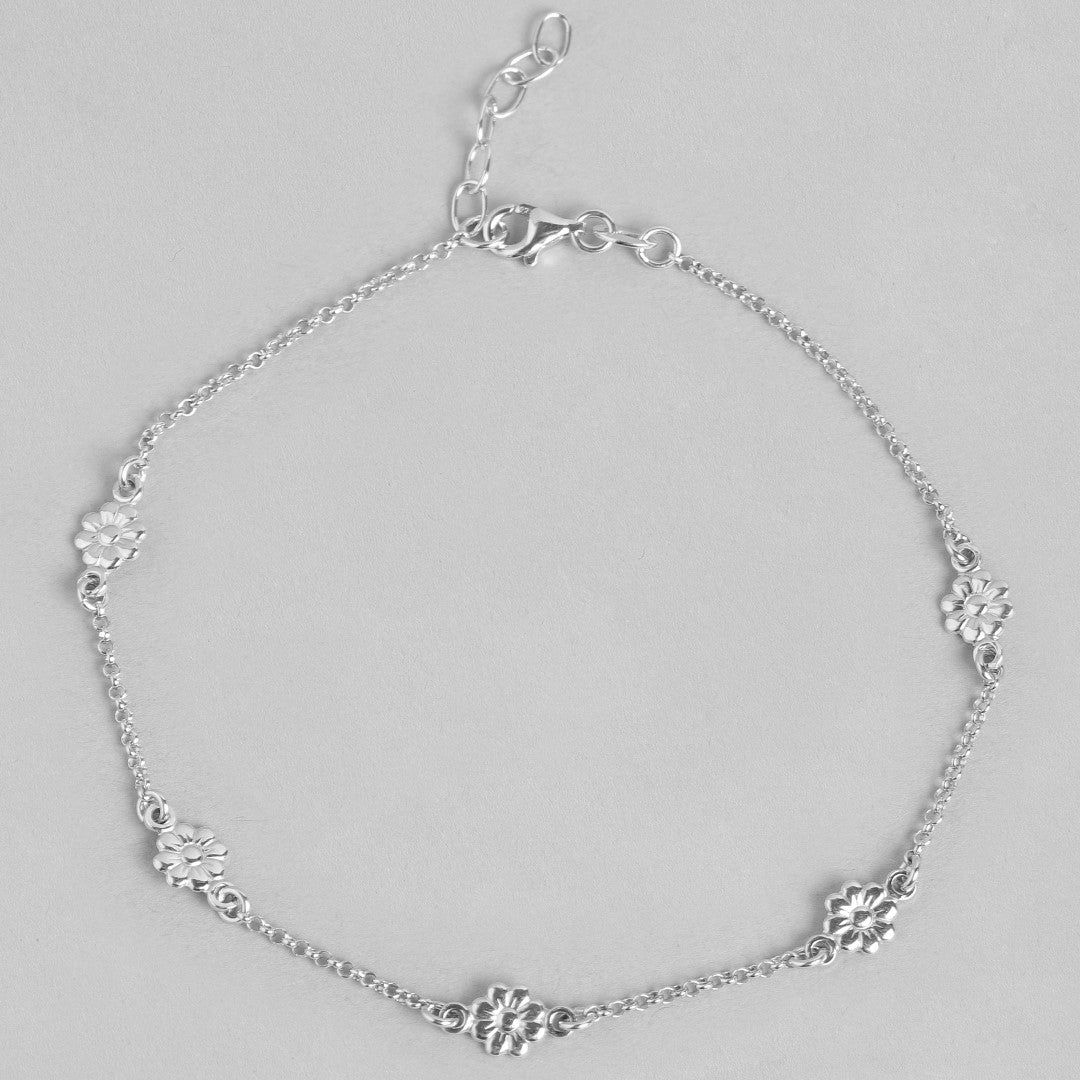 Studded flower 925 Sterling Anklets