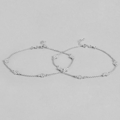 Studded flower 925 Sterling Anklets