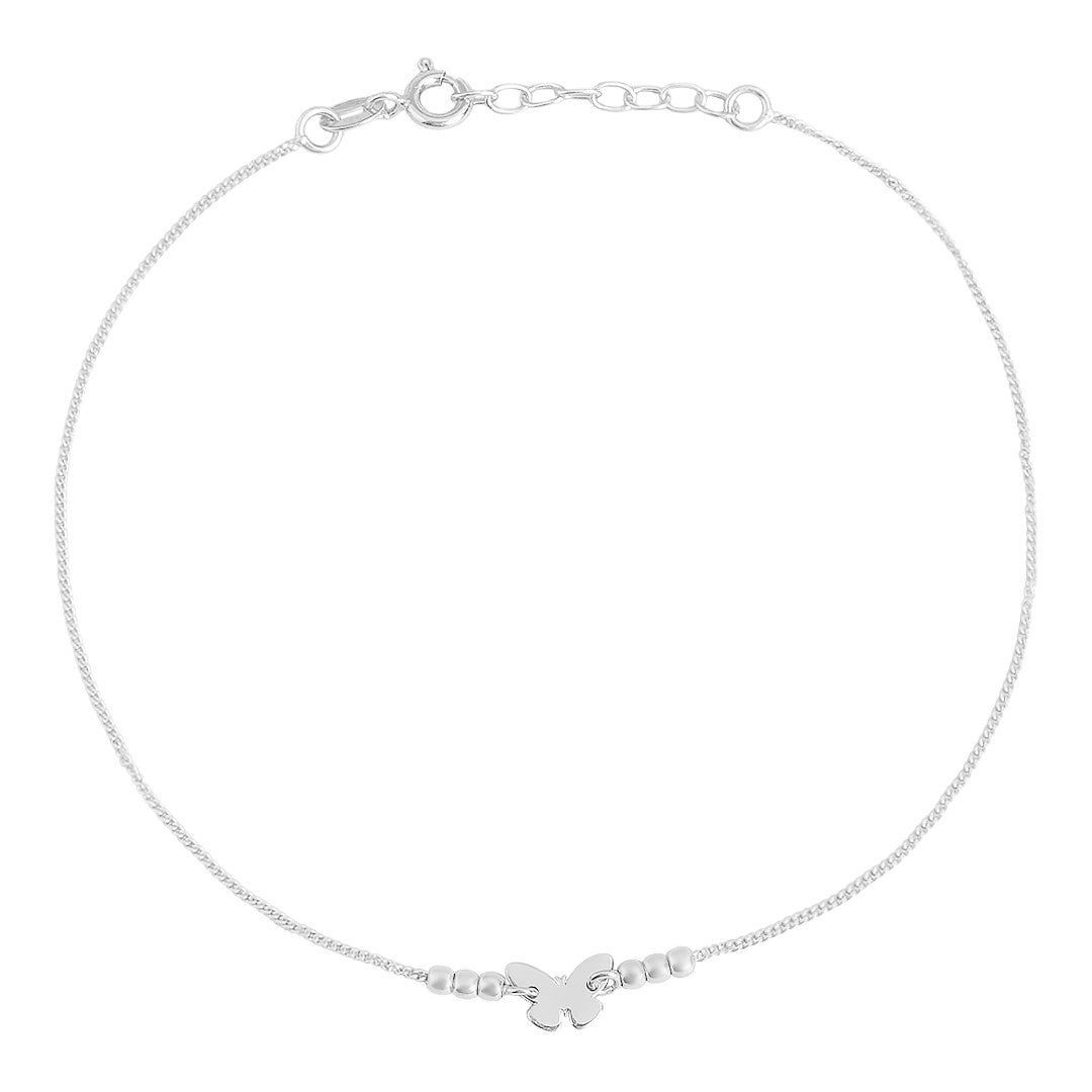 Women's 925 Sterling Silver anklet featuring a minimalist butterfly charm on a thin chain – Zavya