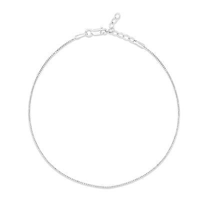 Rhodium plated 925 Sterling Silver Box Chain Anklet