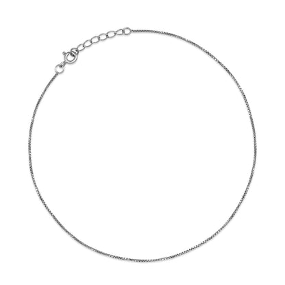Black Rhodium plated 925 Sterling Silver Box Chain Anklet