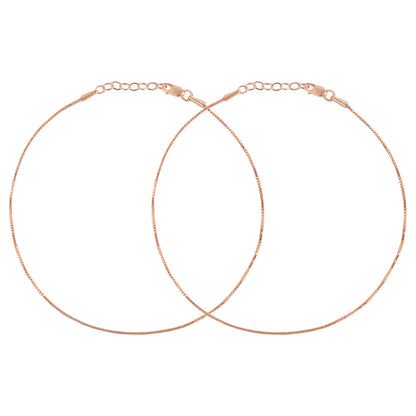 Enchanting Rose Gold Plated 925 Sterling Silver Box Chain Anklet