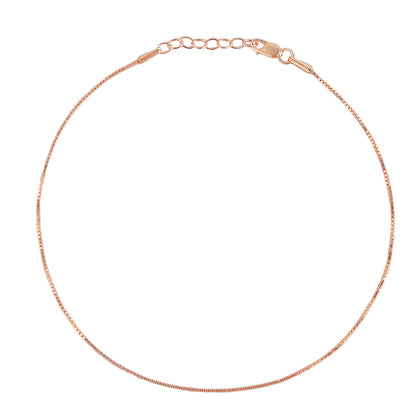Enchanting Rose Gold Plated 925 Sterling Silver Box Chain Anklet