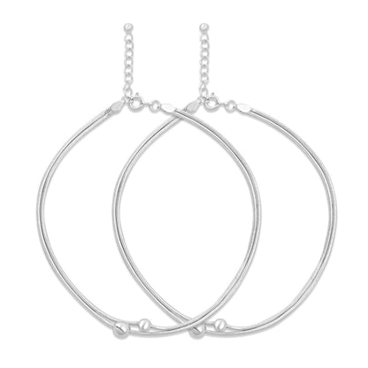 Pair of 925 Sterling Silver soft bead chain anklets for women. Everyday minimalist jewellery. – Zavya