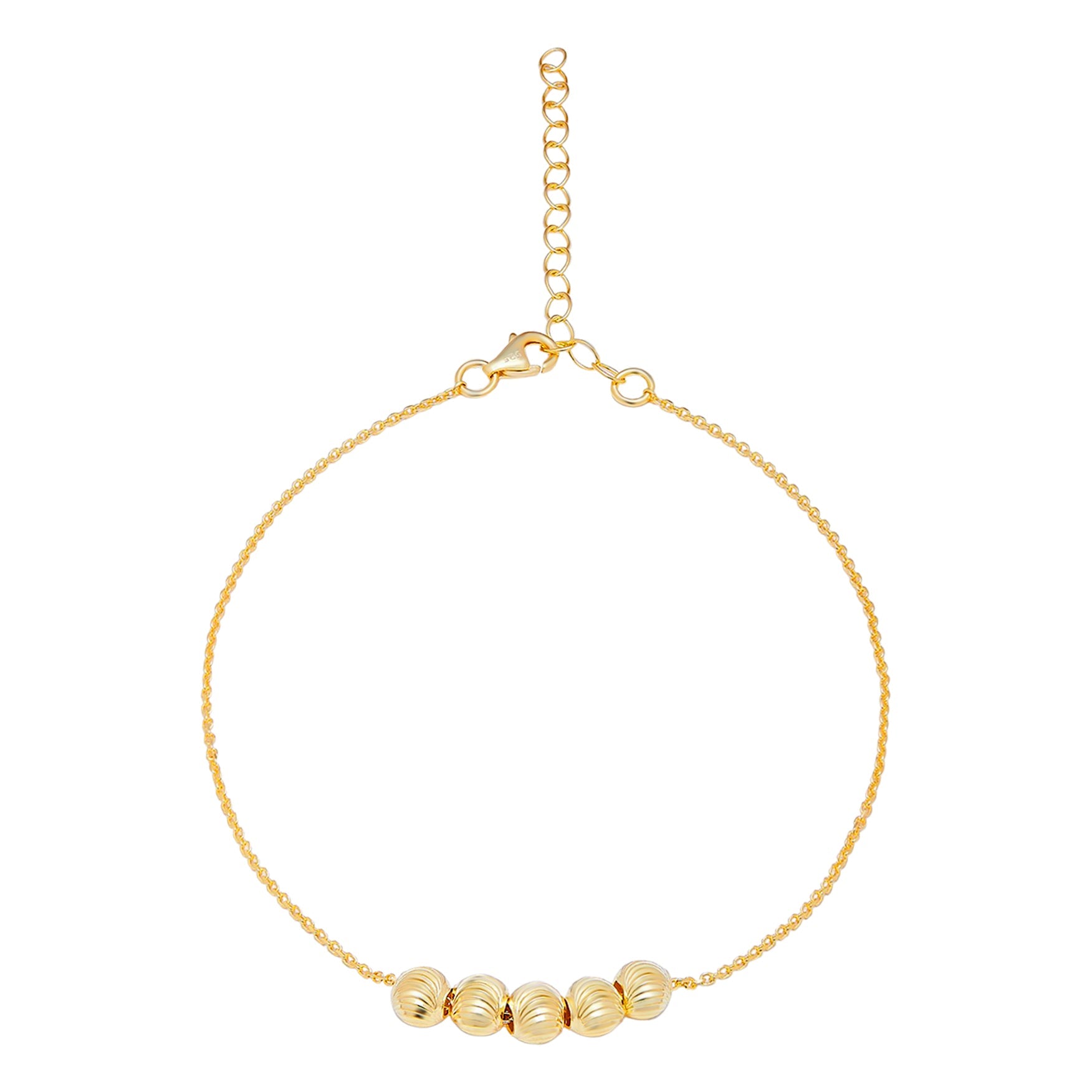 Golden Bead Plated 925 Sterling Silver Anklet