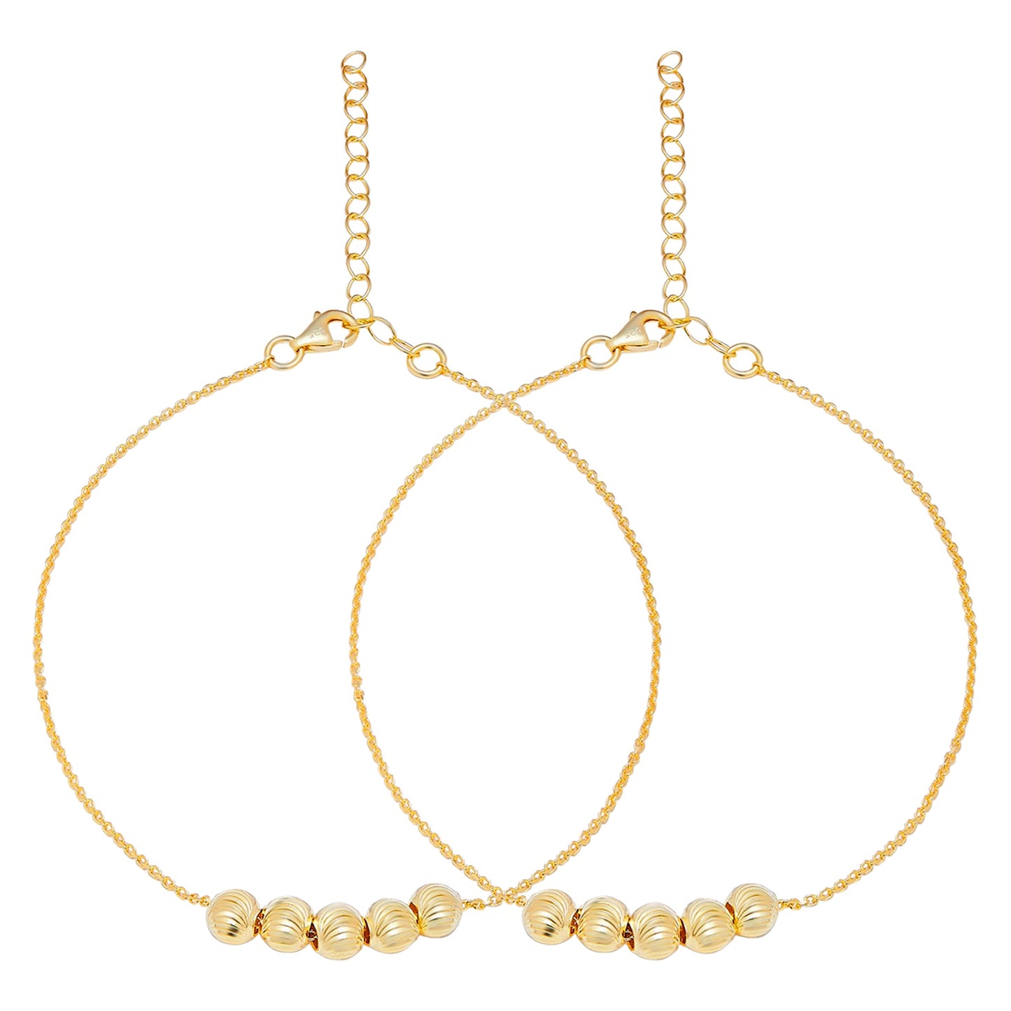 Golden Bead Plated 925 Sterling Silver Anklet
