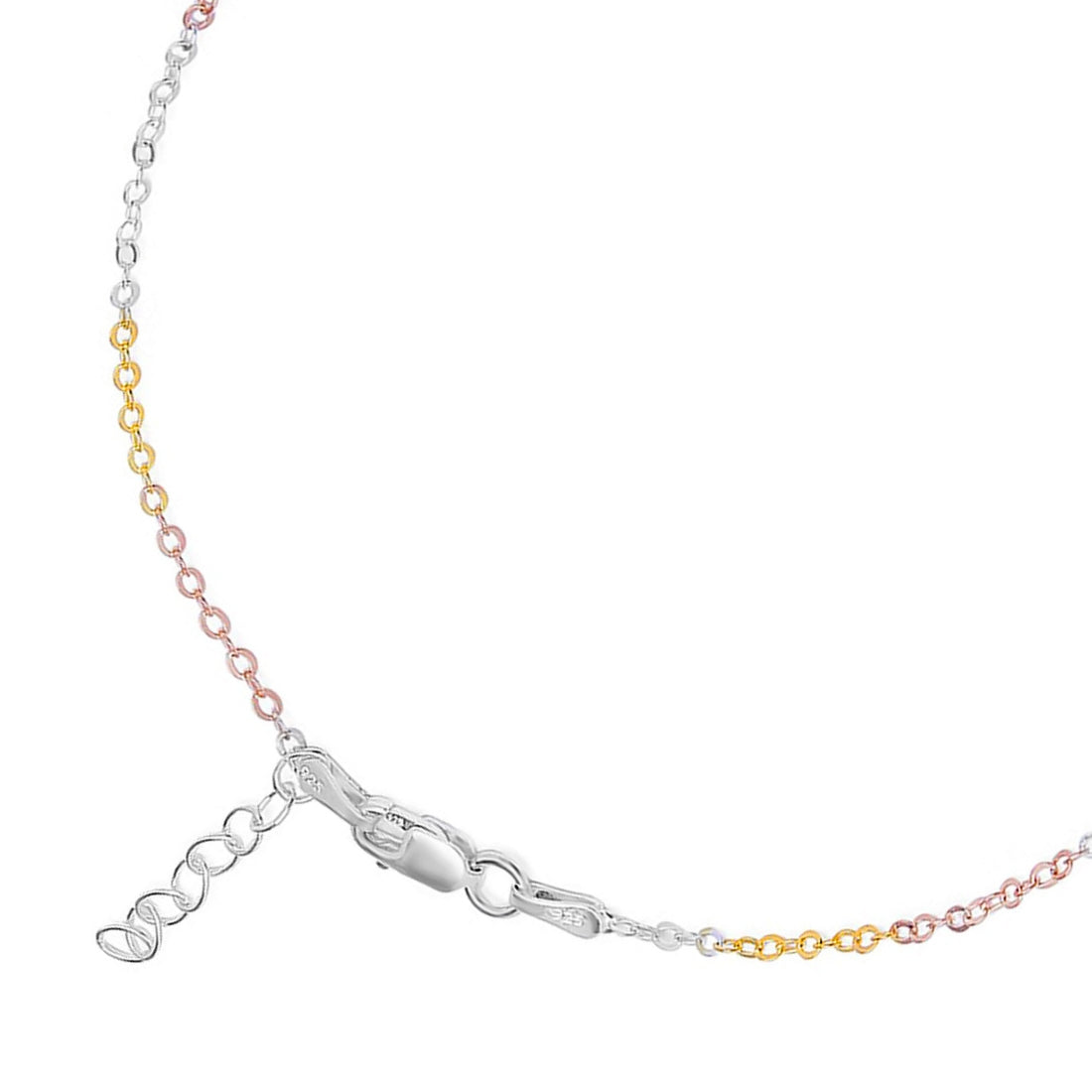 Trendy triple tone 925 Sterling Silver cable chain anklet for women. Delicate jewellery with lobster clasp – Zavya