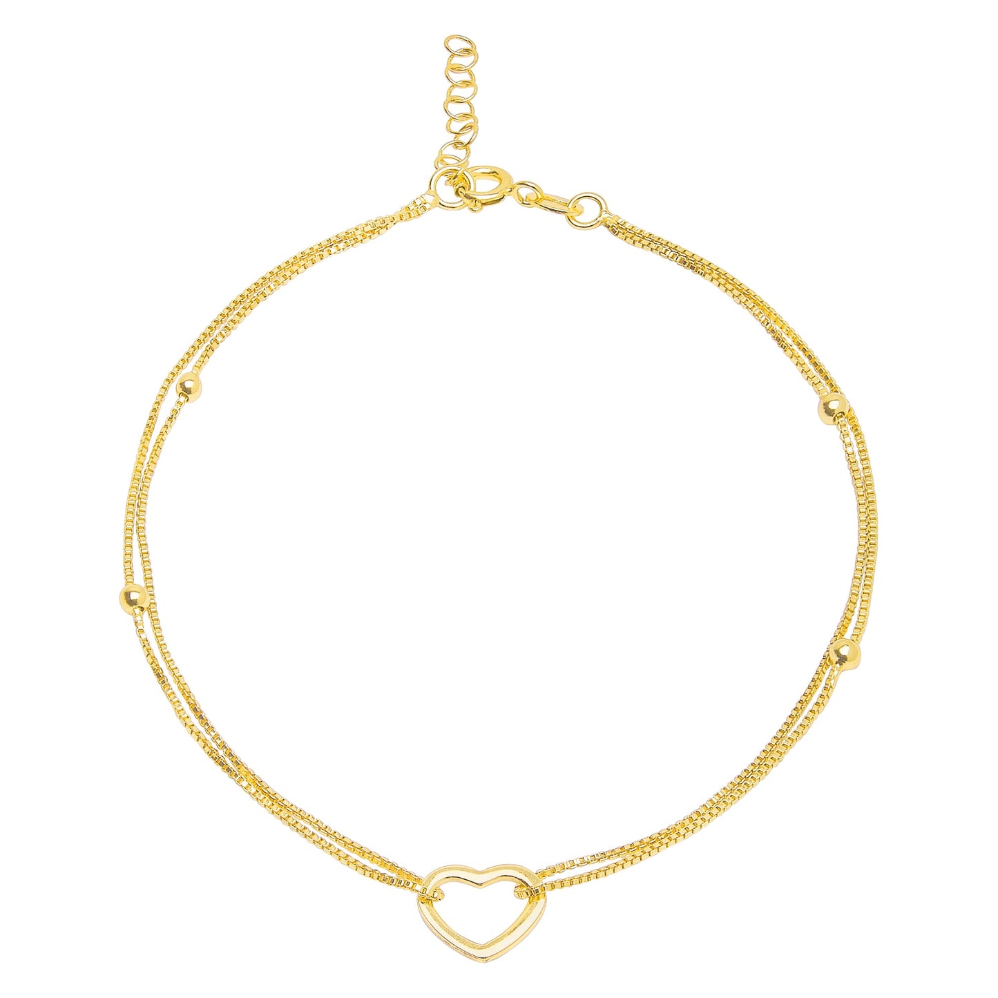 Dainty Heart Gold Plated 925 Sterling Silver Anklets