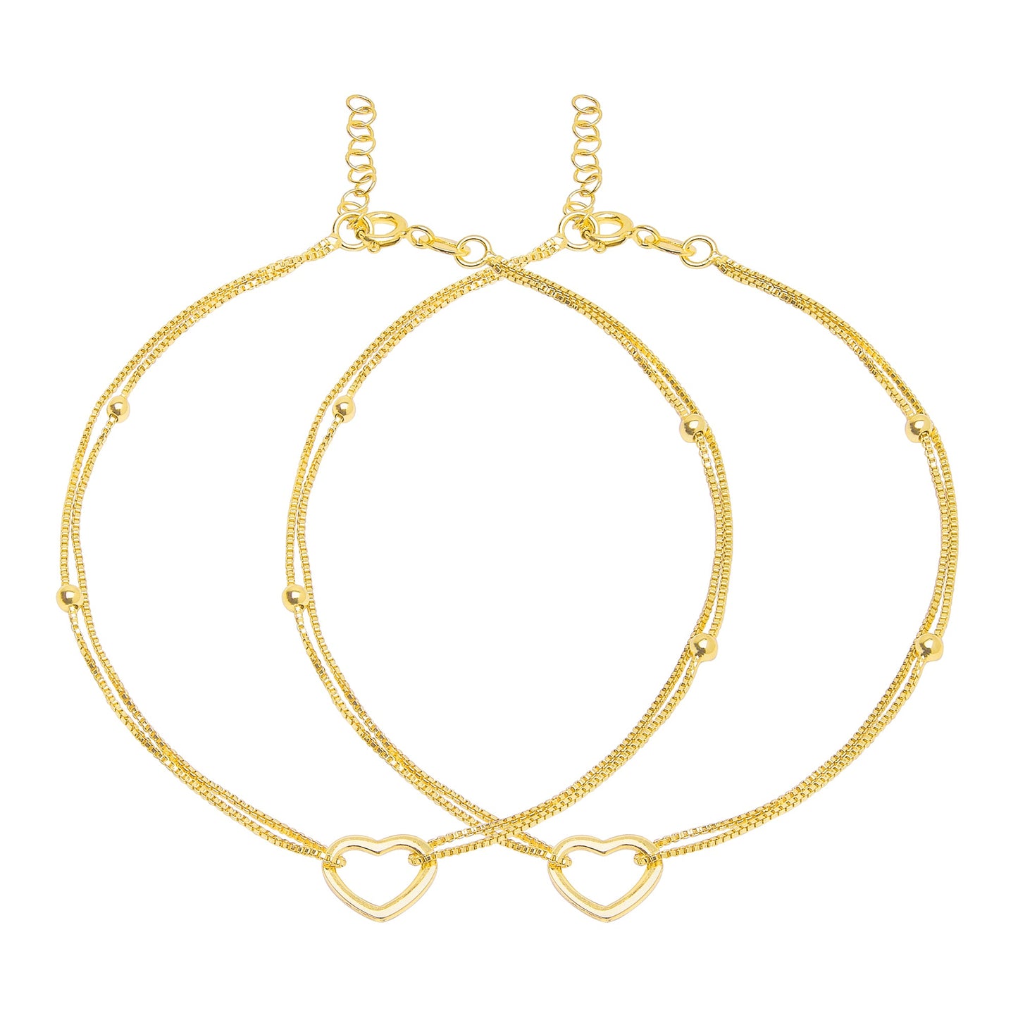 Dainty Heart Gold Plated 925 Sterling Silver Anklets