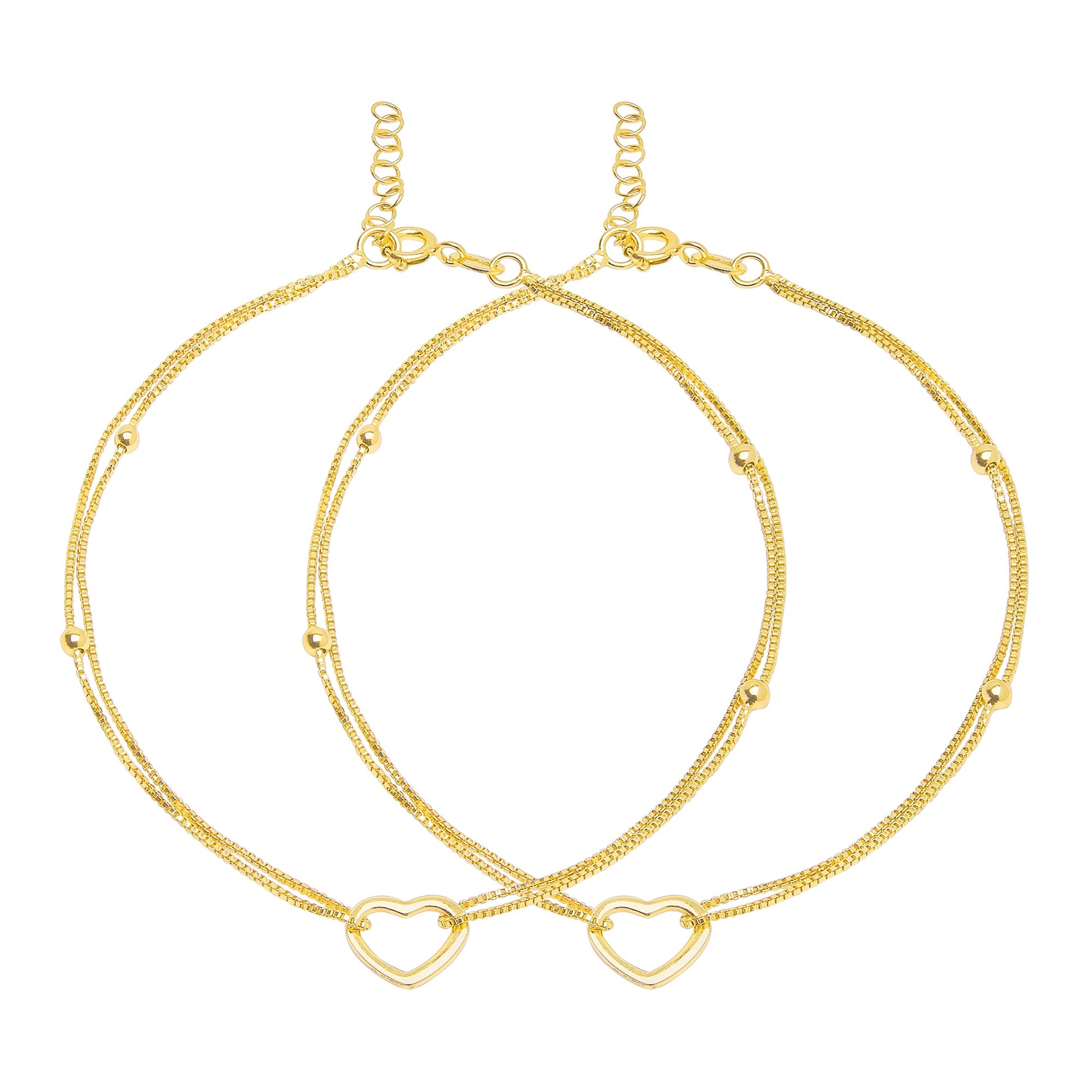 Dainty Heart Gold Plated 925 Sterling Silver Anklets