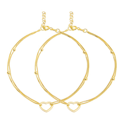 Dainty Heart Gold Plated 925 Sterling Silver Anklets