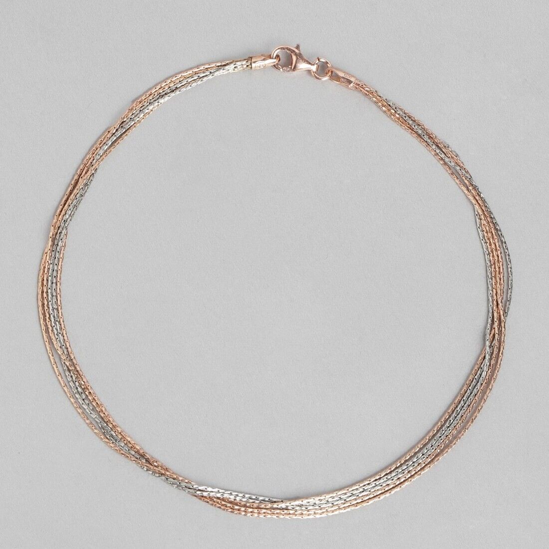 Eternal Layered Triple Tone Plated 925 Sterling Silver Chain Anklet