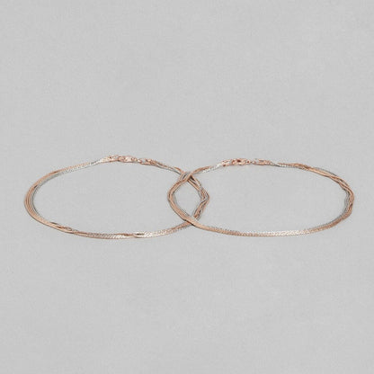 Eternal Layered Triple Tone Plated 925 Sterling Silver Chain Anklet