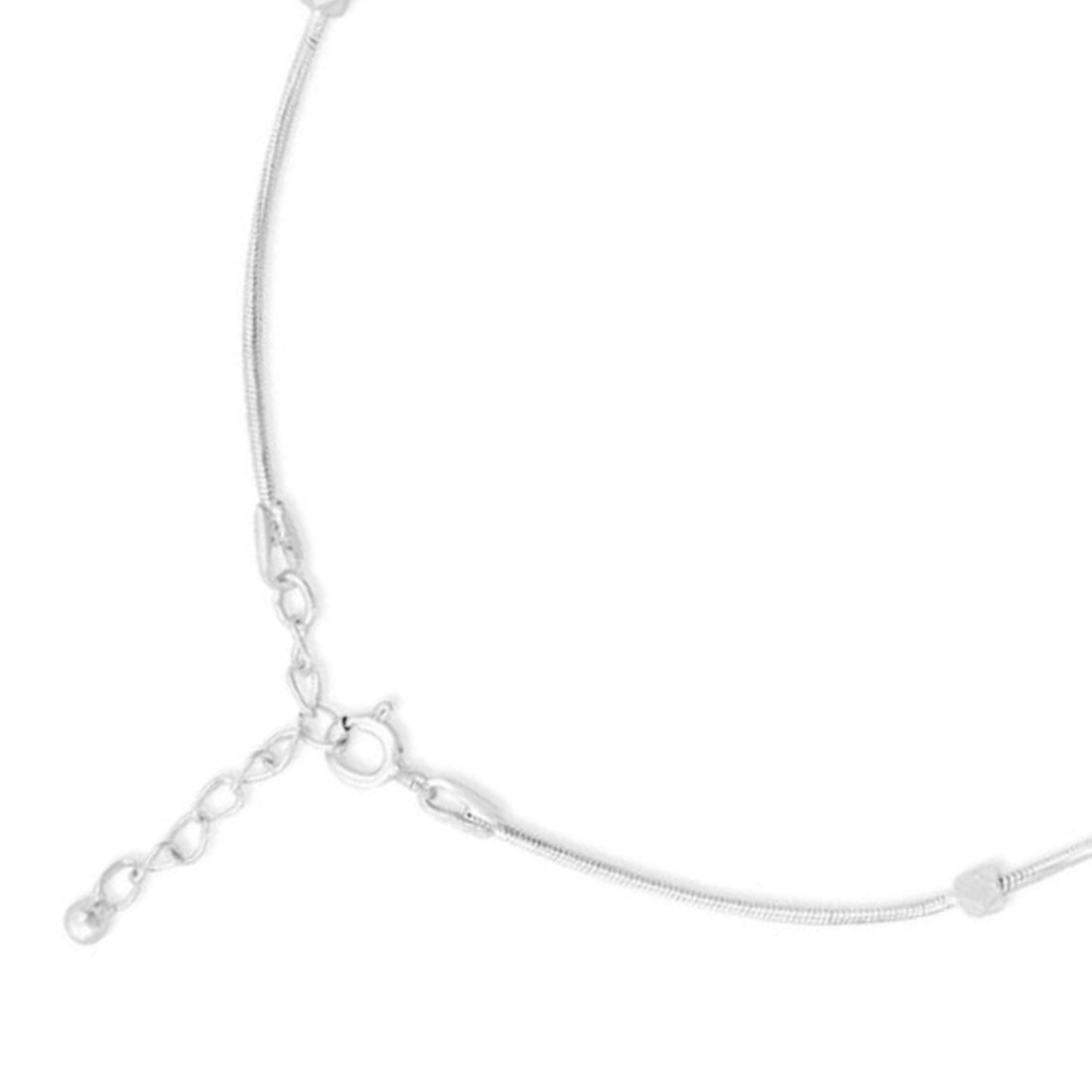 Evil Eye Beaded Rhodium Plated 925 Sterling Silver Chain Anklet