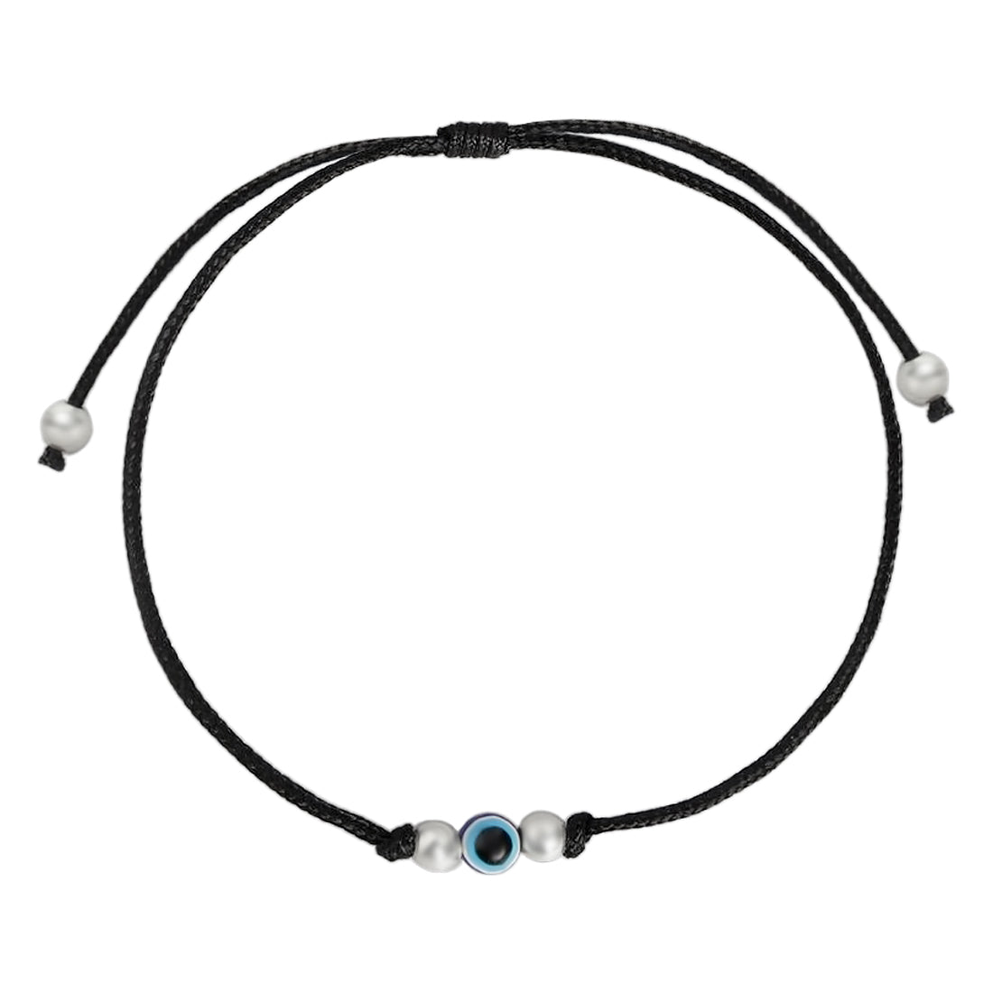 Uni-Evil Eye Rhodium Plated 925 Sterling Silver Thread Anklet