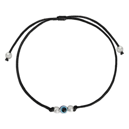 Uni-Evil Eye Rhodium Plated 925 Sterling Silver Thread Anklet