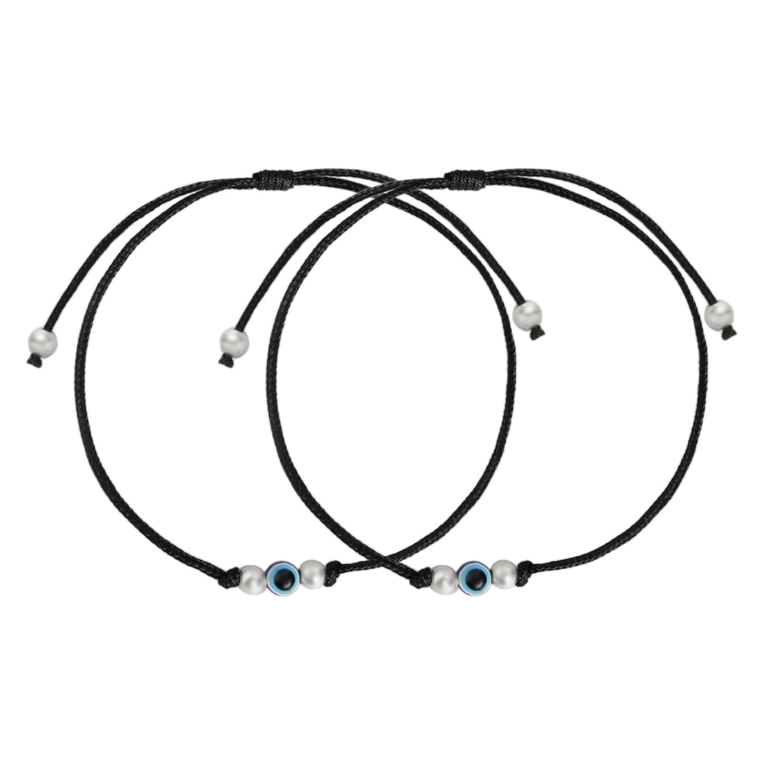 Uni-Evil Eye Rhodium Plated 925 Sterling Silver Thread Anklet