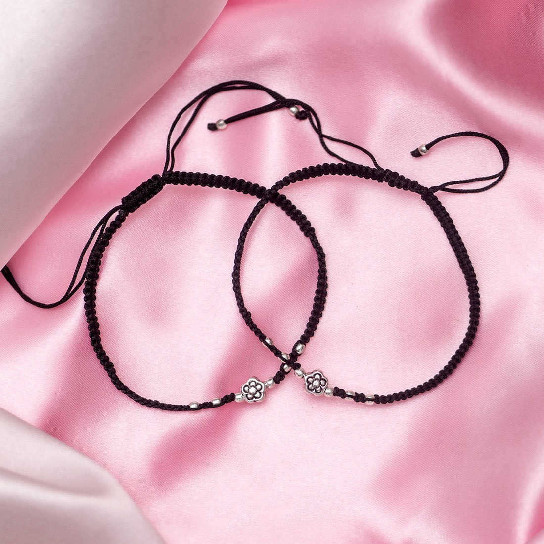Unifloral Rhodium Plated 925 Sterling Silver Thread Anklet