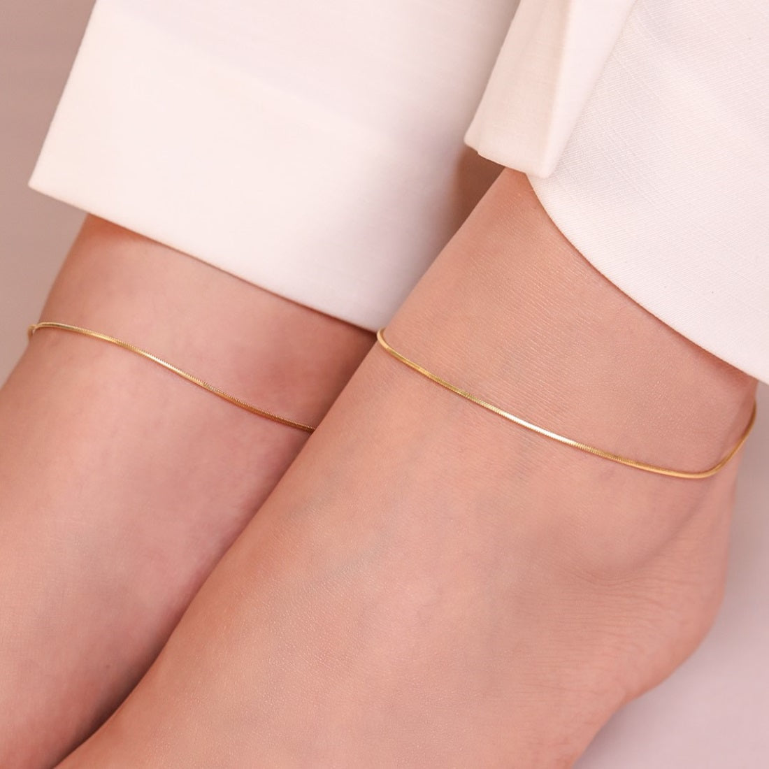 925 Sterling Silver Sleek Shimmer Gold-Plated 925 Sterling Silver Snake Chain Anklet for Women – Zavya