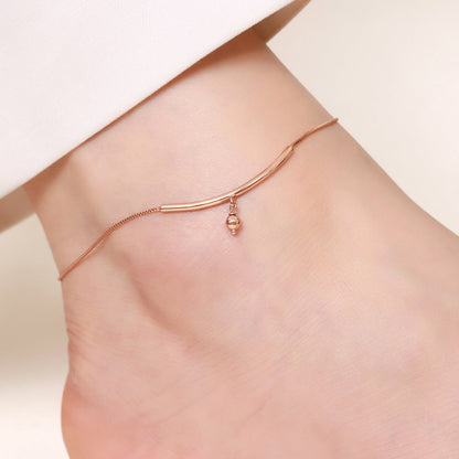 Rose Gold Plated 925 Sterling Silver Drop Chained Anklet
