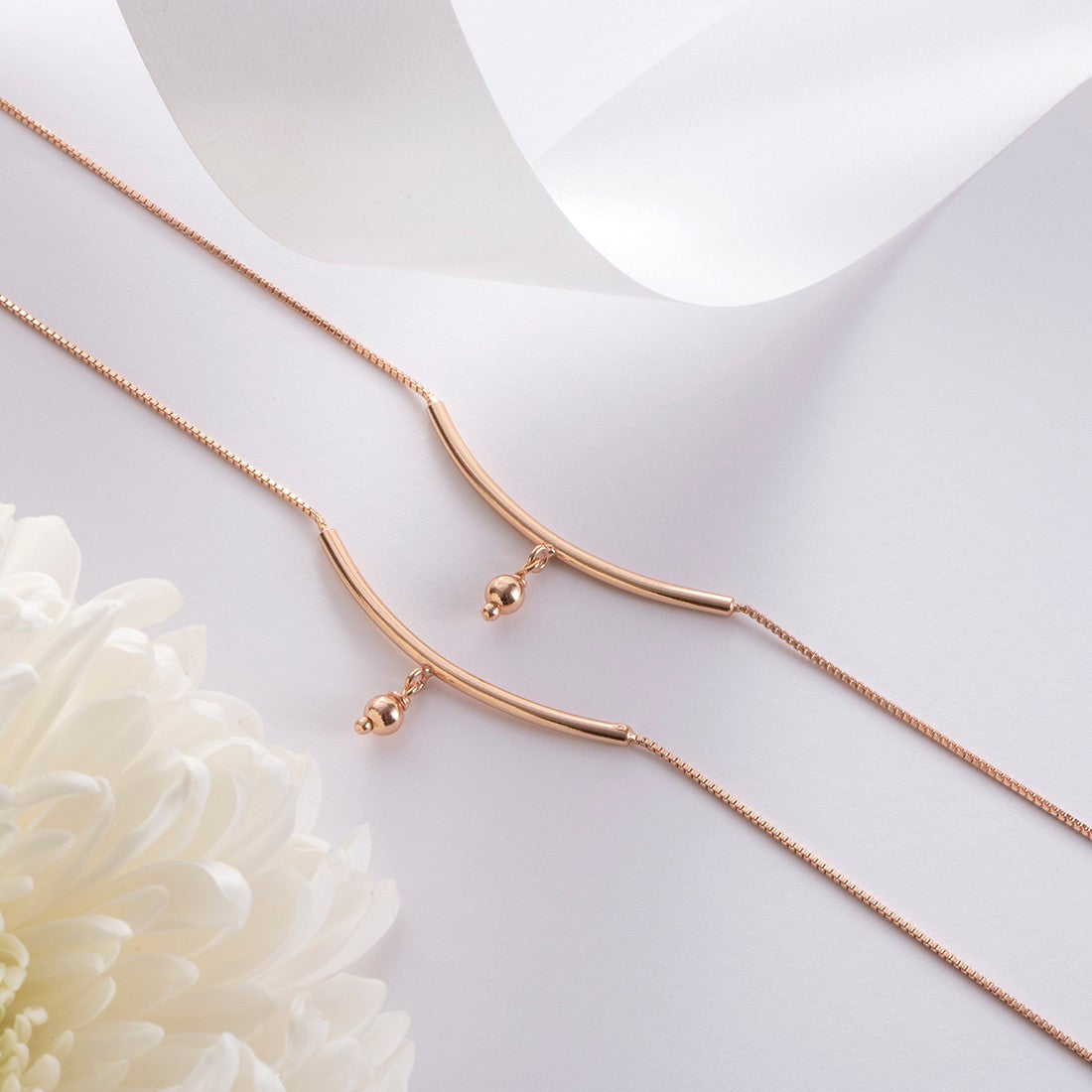 Rose Gold Plated 925 Sterling Silver Drop Chained Anklet