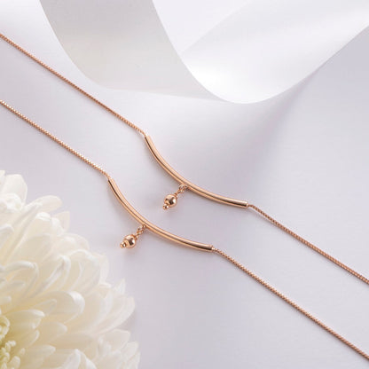 Rose Gold Plated 925 Sterling Silver Drop Chained Anklet