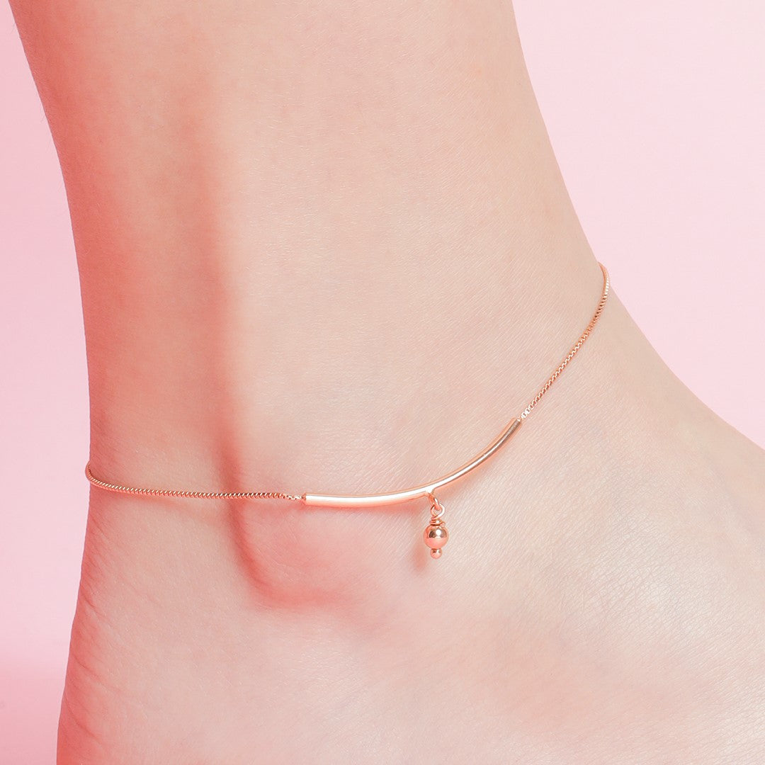 Rose Gold Plated 925 Sterling Silver Drop Chained Anklet