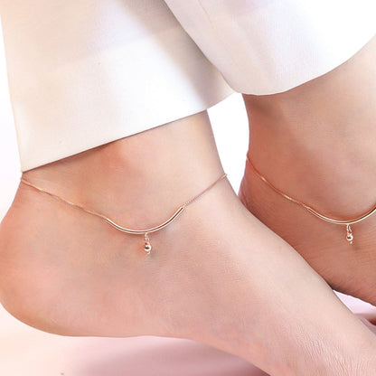 Rose Gold Plated 925 Sterling Silver Drop Chained Anklet