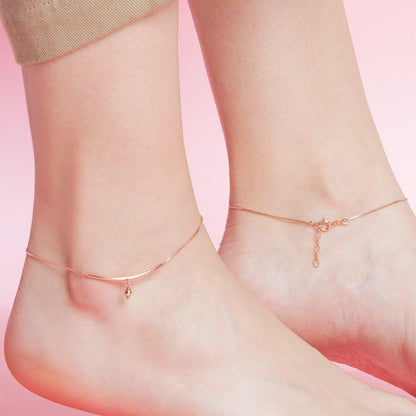 Rose Gold Plated 925 Sterling Silver Drop Chained Anklet