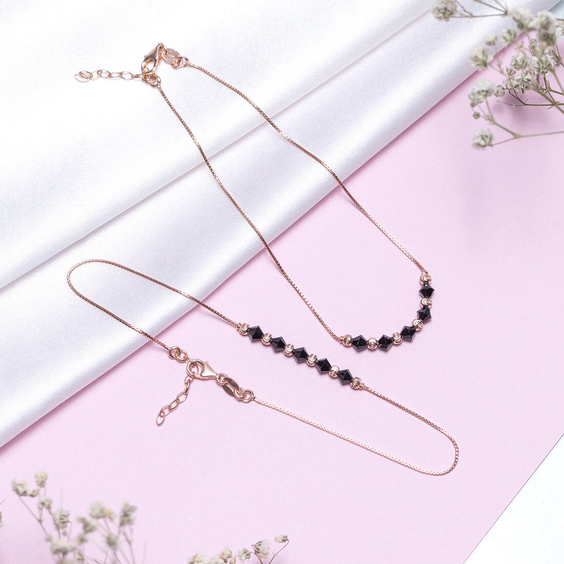 Graceful Whispers Rhodium-Plated 925 Sterling Silver Anklet