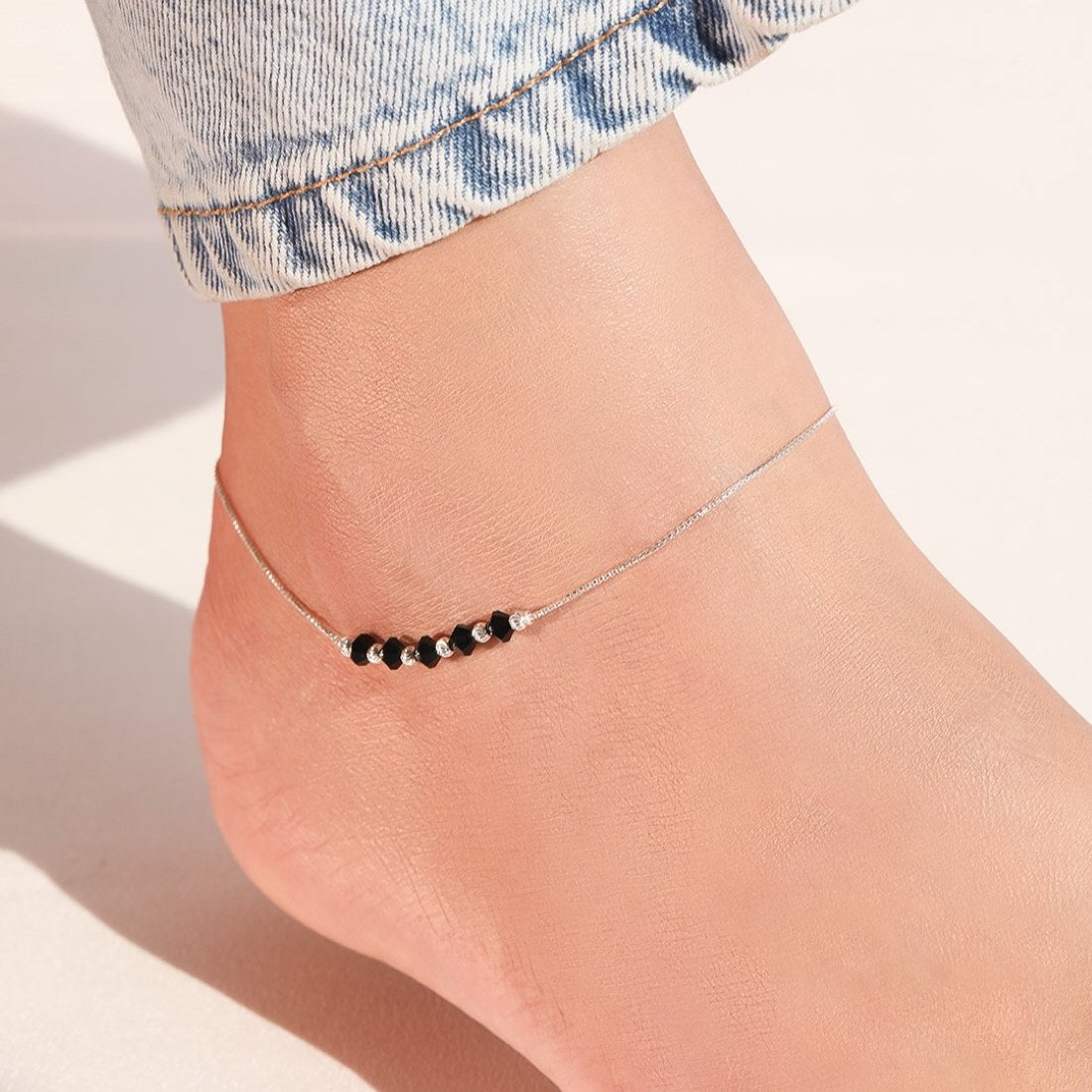 Graceful Whispers Rhodium-Plated 925 Sterling Silver Anklet Gift Hamper for Sister