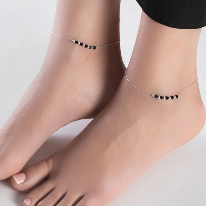 Graceful Whispers Rhodium-Plated 925 Sterling Silver Anklet