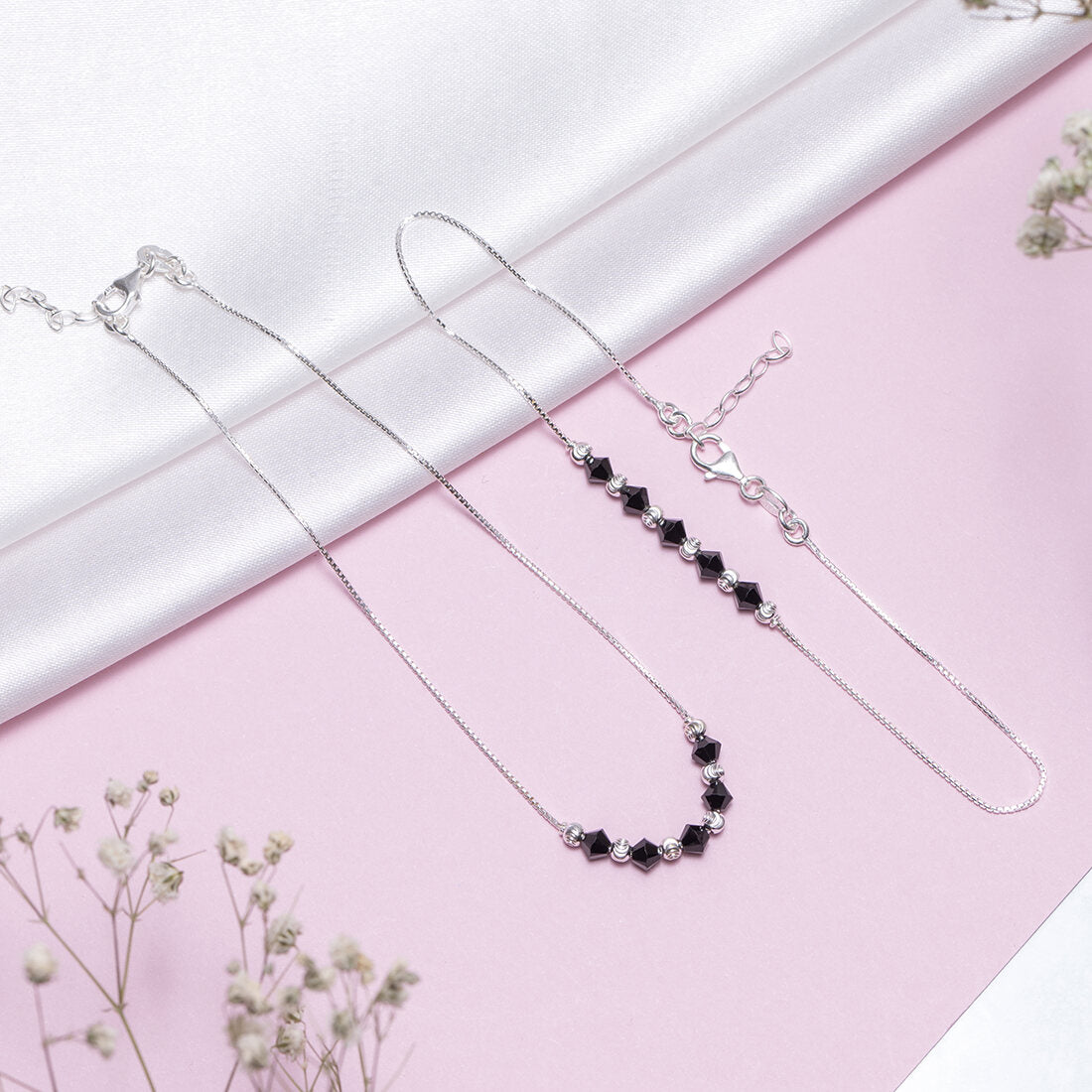 Graceful Whispers Rhodium-Plated 925 Sterling Silver Anklet Gift Hamper for Sister