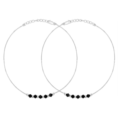 Graceful Whispers Rhodium-Plated 925 Sterling Silver Anklet