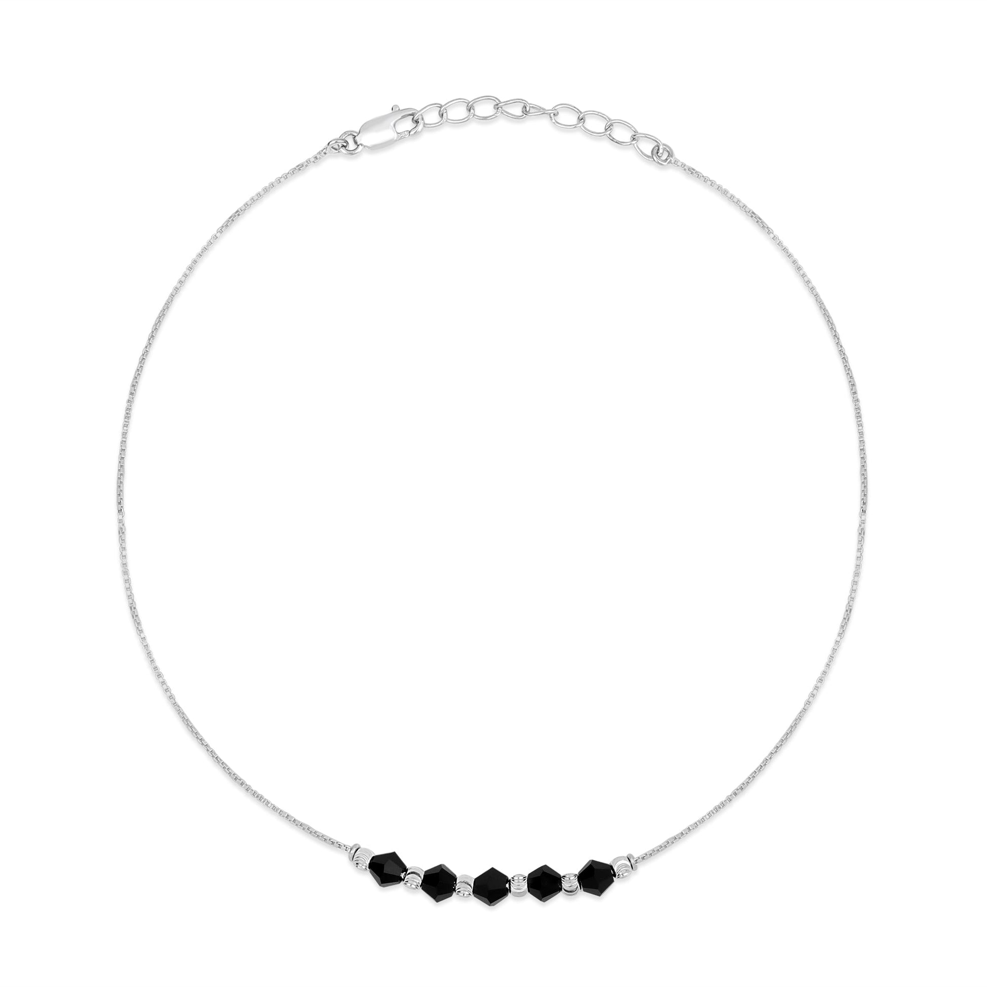 Graceful Whispers Rhodium-Plated 925 Sterling Silver Anklet