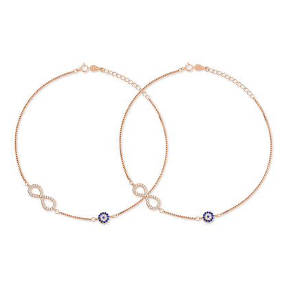 Infinite Protection Rose Gold Plated 925 Sterling Silver Anklet
