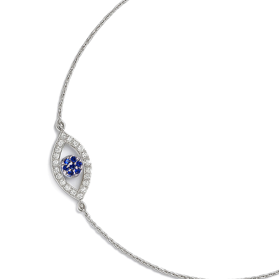 Glimmering Evil Eye Rhodium Plated 925 Sterling Silver Anklet