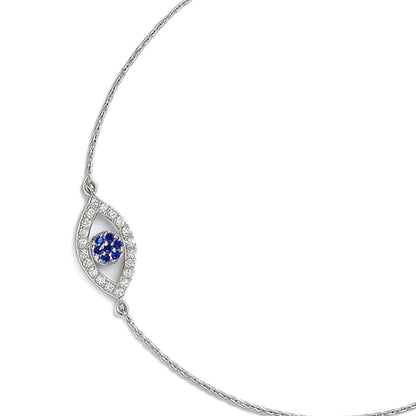 Glimmering Evil Eye Rhodium Plated 925 Sterling Silver Anklet