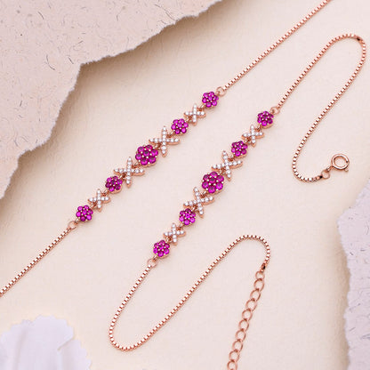 Radiant Links Rose Gold Plated 925 Sterling Silver Anklet