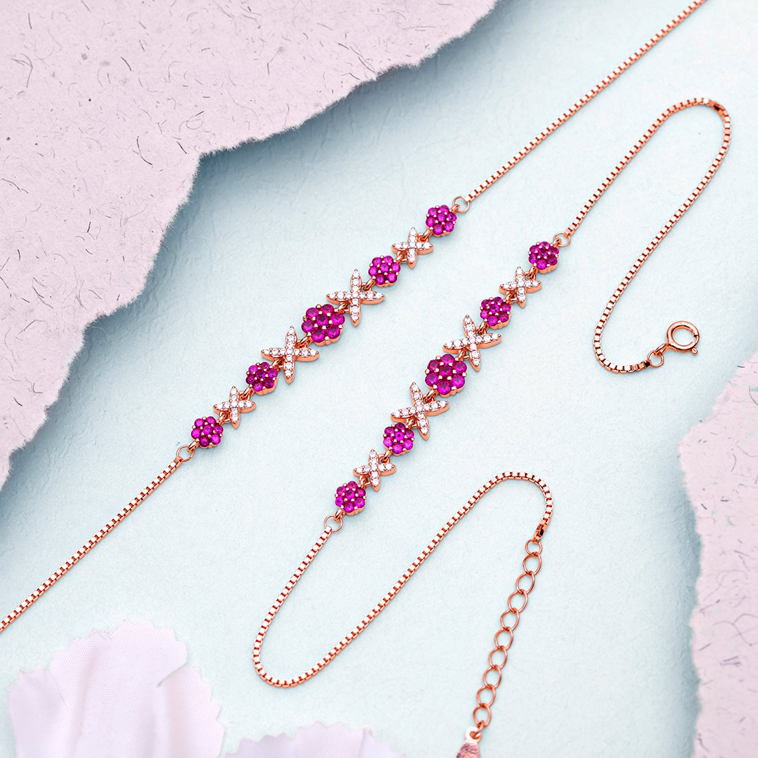 Radiant Links Rose Gold Plated 925 Sterling Silver Anklet