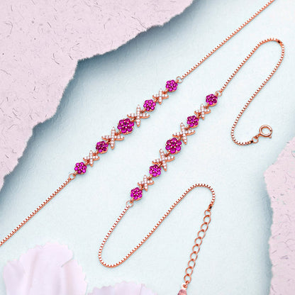 Radiant Links Rose Gold Plated 925 Sterling Silver Anklet