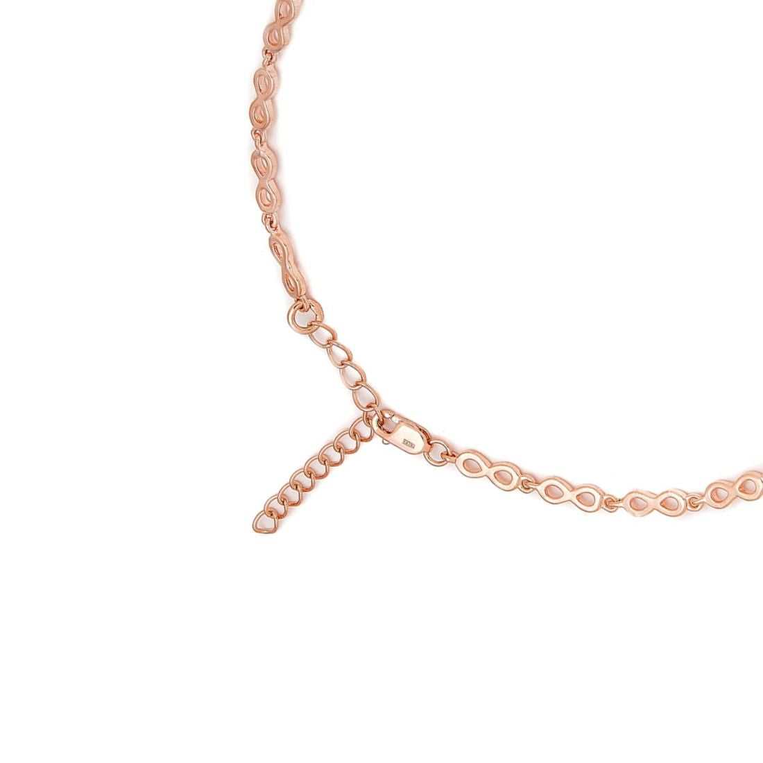 Rose gold-plated 925 Sterling Silver infinity link anklet for women with adjustable chain. – Zavya