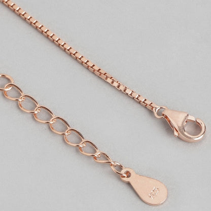 Rose gold plated 925 Sterling Silver anklet for women featuring a box chain, clasp, and 925 tag – Zavya
