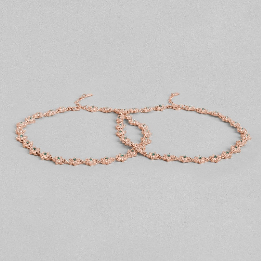 Blooms of Elegance Rose Gold-Plated 925 Sterling Silver Anklet