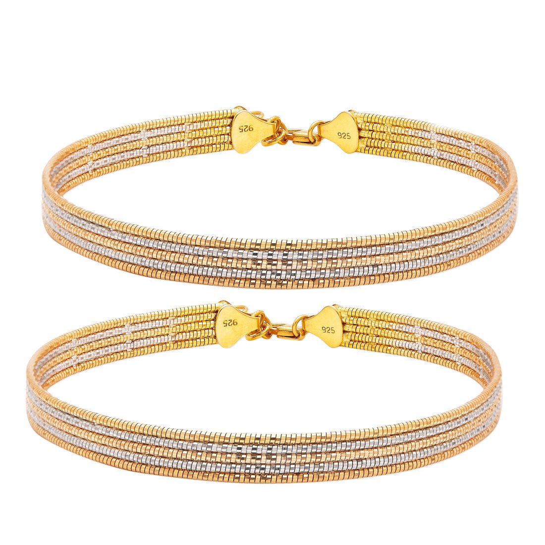 Dual Plated Layered Radiance 925 Sterling Silver Anklet